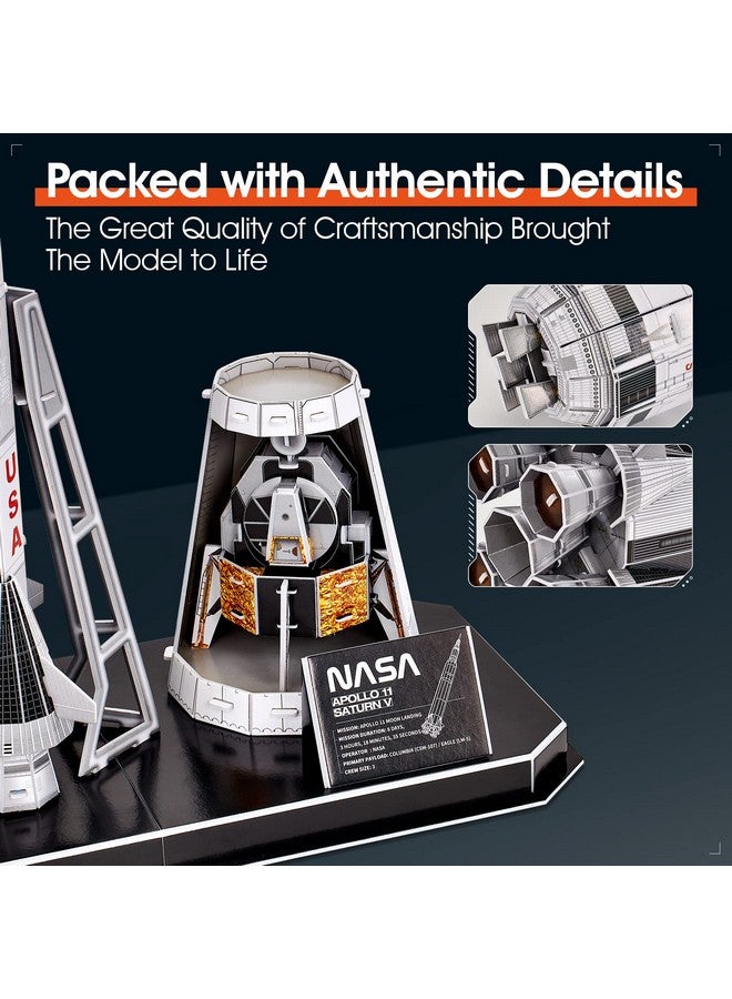 Nasa Apollo Saturn V 3D Puzzles For Adults Kids Space Toys For Boys 5-8 Rocket Ship Building Puzzles For Kids Ages 8-10 12-14 Crafts For Adult Space Exploration Puzzle Model Kit Building, 136 Pieces