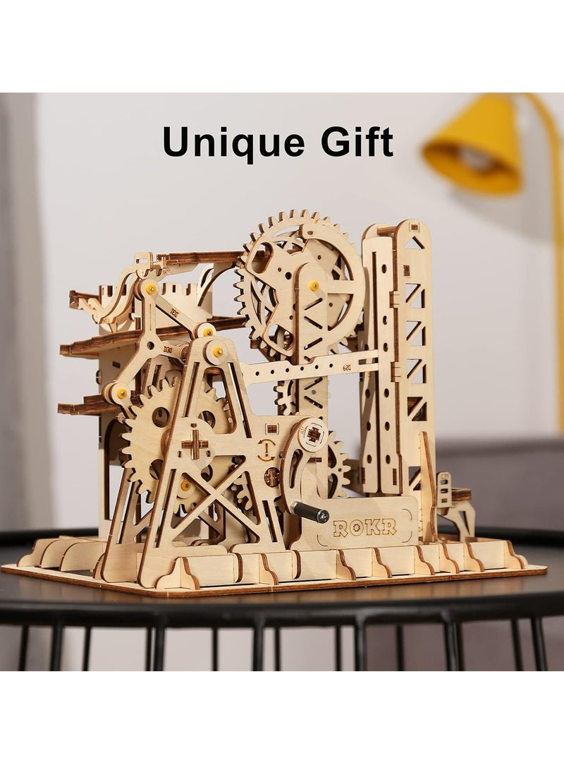 ROKR Marble Climber Fortress Marble Run LG504,Assembly Brain Teaser 3D Wooden Puzzle DIY Build Model Crafts Kits, Unique Gifts and Home Decor for Teens or Adults