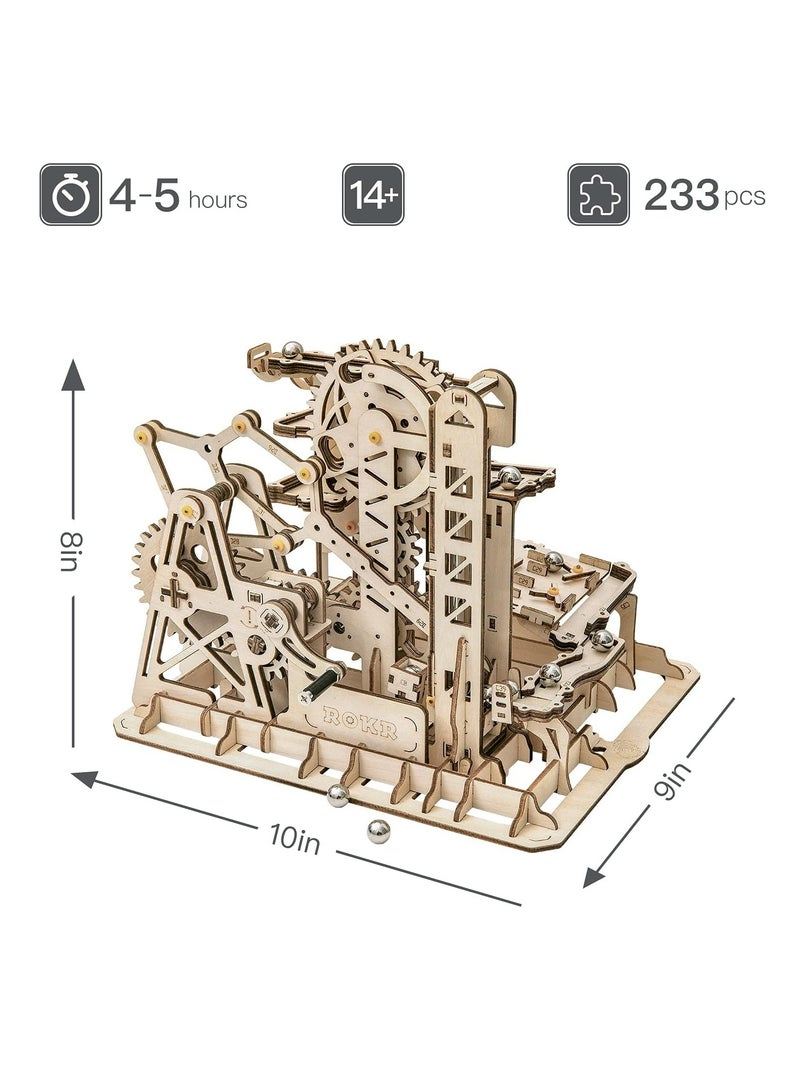 ROKR Marble Climber Fortress Marble Run LG504,Assembly Brain Teaser 3D Wooden Puzzle DIY Build Model Crafts Kits, Unique Gifts and Home Decor for Teens or Adults