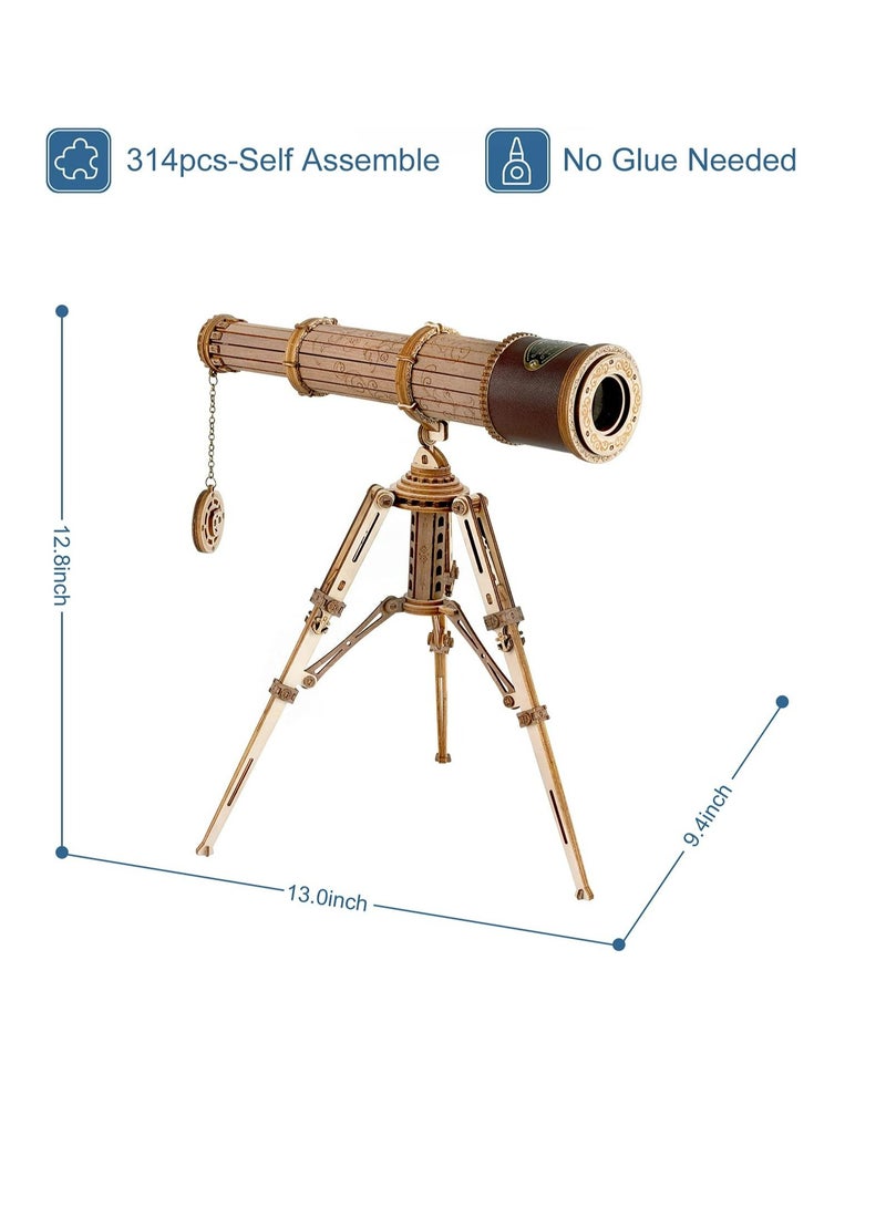 ROKR Monocular Telescope 3D Wooden Puzzle ST004,Assembly Brain Teaser 3D Wooden Puzzle DIY Build Model Crafts Kits, Unique Gifts and Home Decor for Teens or Adults