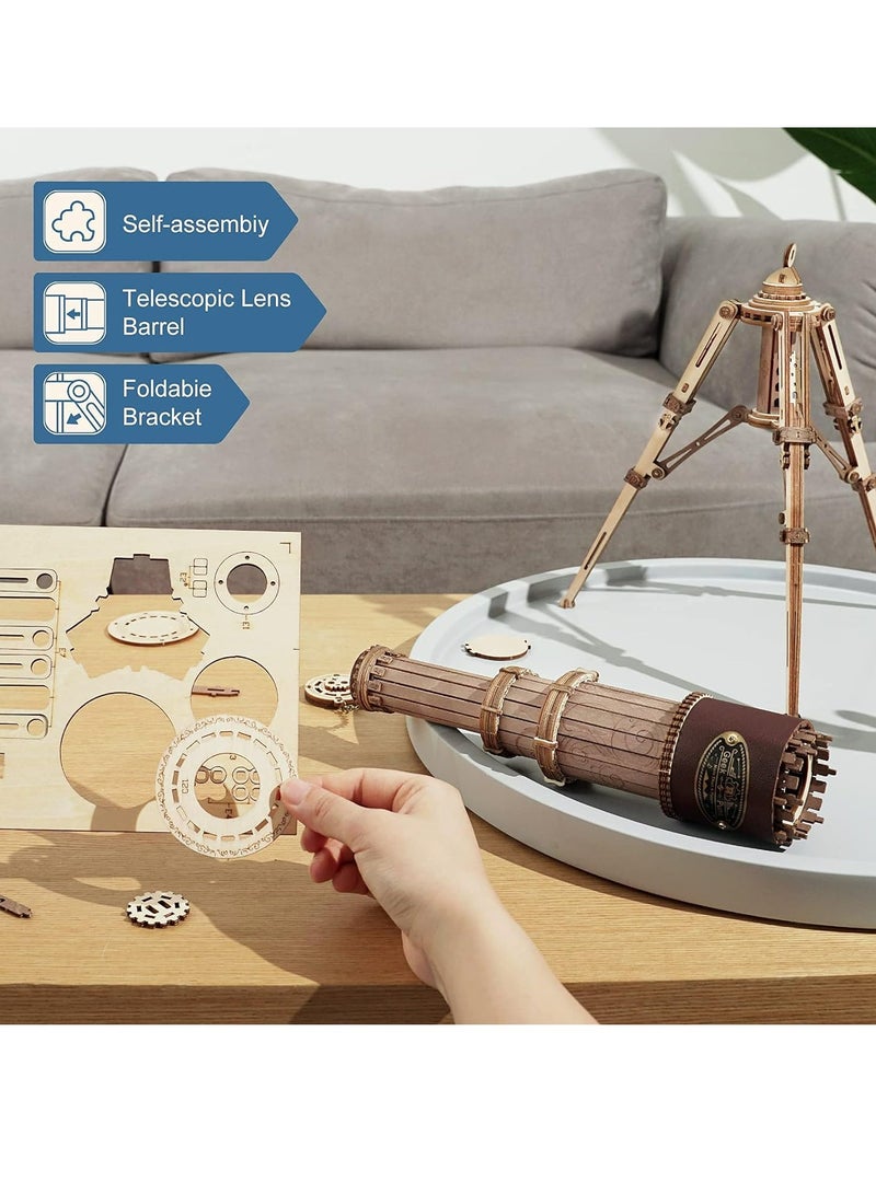 ROKR Monocular Telescope 3D Wooden Puzzle ST004,Assembly Brain Teaser 3D Wooden Puzzle DIY Build Model Crafts Kits, Unique Gifts and Home Decor for Teens or Adults