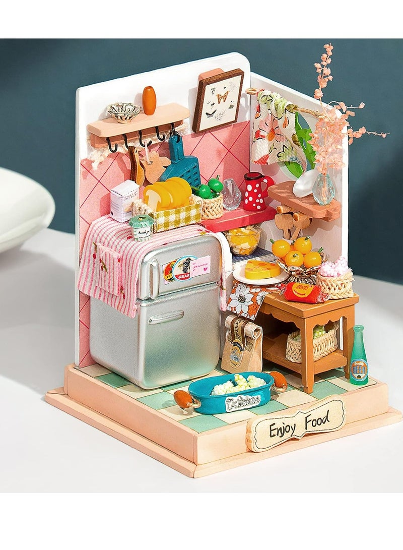 Rolife Kitchen Set Taste Life DS015 3D Wooden Puzzle DIY Miniature Furniture Dollhouse Kit Unique Home Decor Birthday Gifts for Teens or Adults