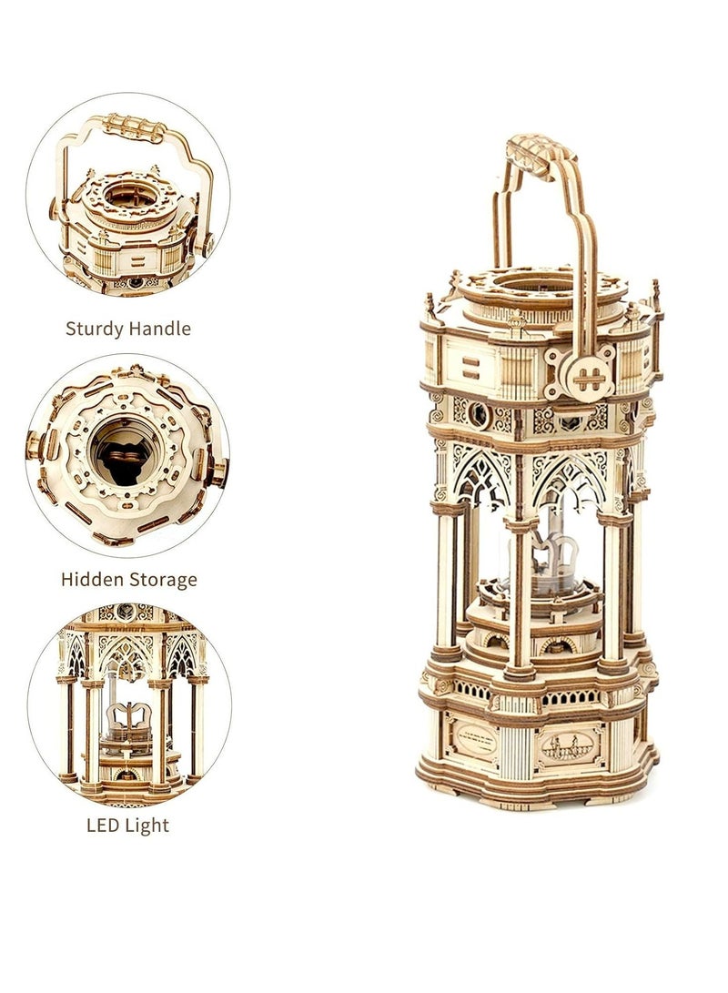 ROKR Victorian Lantern Mechanical Music Box 3D Wooden Puzzle AMK61 Assembly Brain Teaser 3D Wooden Puzzle DIY Build Model Crafts Kits, Unique Home Decor Birthday Gifts for Teens or Adults