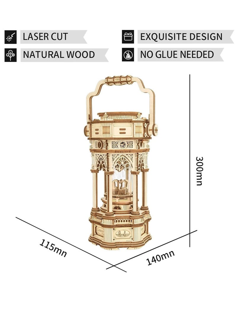 ROKR Victorian Lantern Mechanical Music Box 3D Wooden Puzzle AMK61 Assembly Brain Teaser 3D Wooden Puzzle DIY Build Model Crafts Kits, Unique Home Decor Birthday Gifts for Teens or Adults