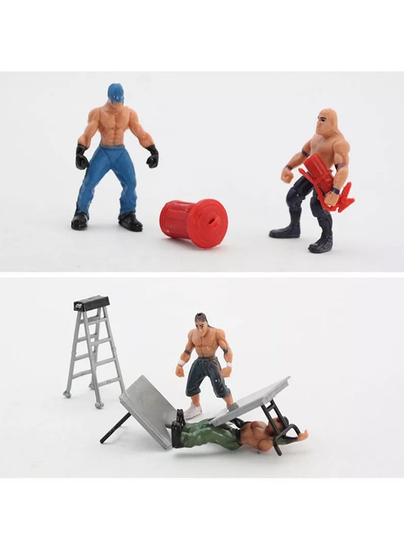 Contains 12 Wrestler Doll Sets And Accessories, Four-Corner Ring Scene Model Toys