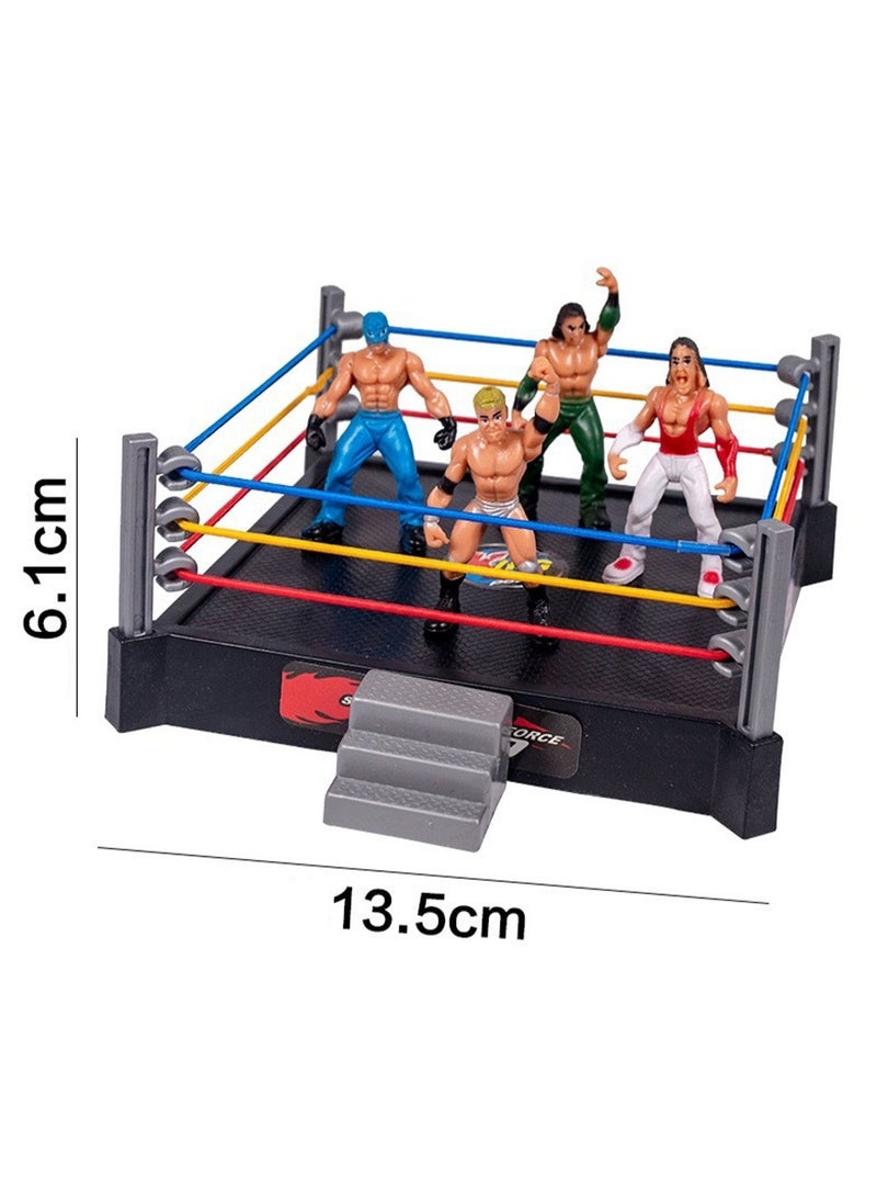 Contains 12 Wrestler Doll Sets And Accessories, Four-Corner Ring Scene Model Toys