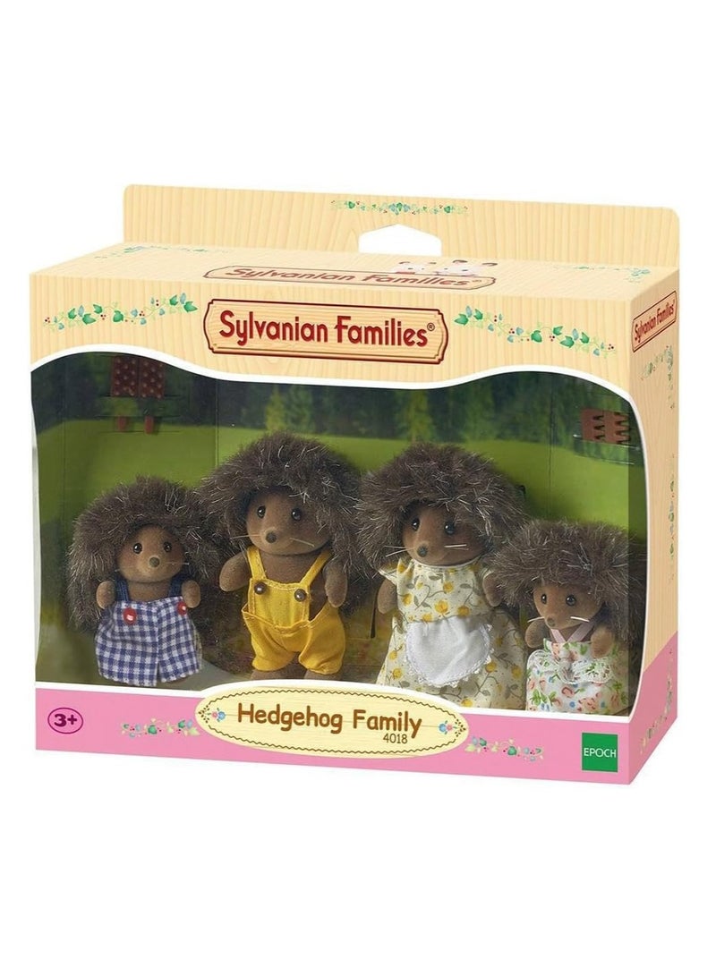 Hedgehog Family Set | Mixed Gender | Plastic | 4 Poseable Figures in Removable Fabric Clothing | Ages 3 to 10