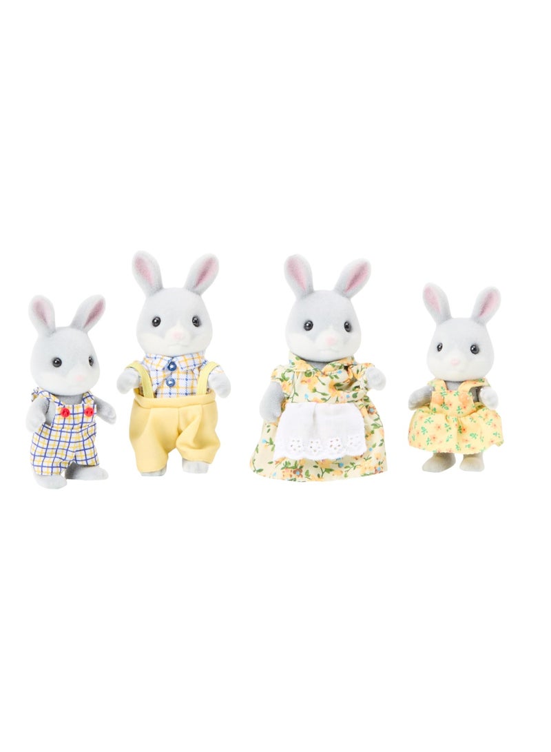 Cottontail Rabbit Family Set | Mixed Gender | Plastic | 4 Poseable Figures in Removable Fabric Clothing | Ages 3 & Up