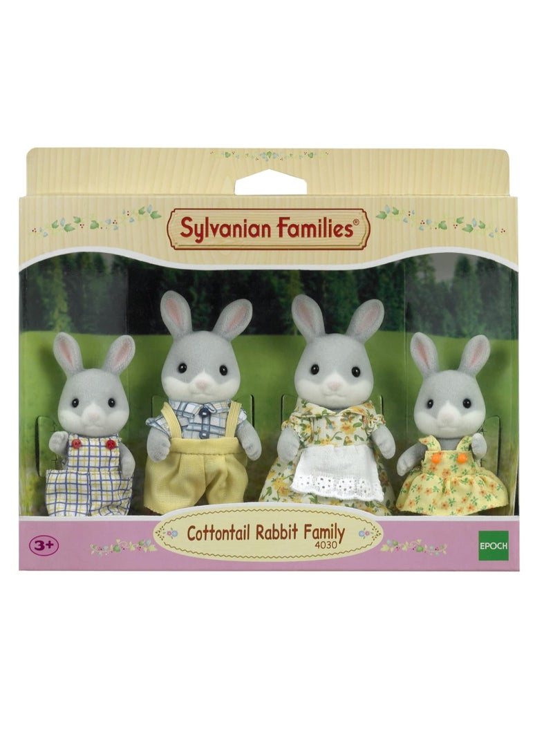 Cottontail Rabbit Family Set | Mixed Gender | Plastic | 4 Poseable Figures in Removable Fabric Clothing | Ages 3 & Up