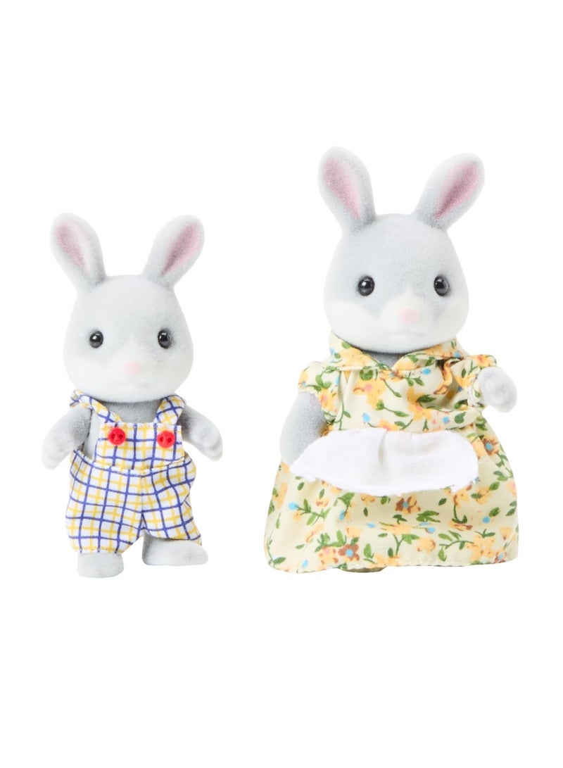 Cottontail Rabbit Family Set | Mixed Gender | Plastic | 4 Poseable Figures in Removable Fabric Clothing | Ages 3 & Up