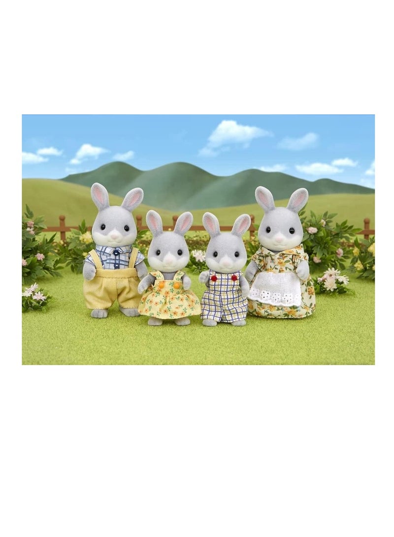 Cottontail Rabbit Family Set | Mixed Gender | Plastic | 4 Poseable Figures in Removable Fabric Clothing | Ages 3 & Up