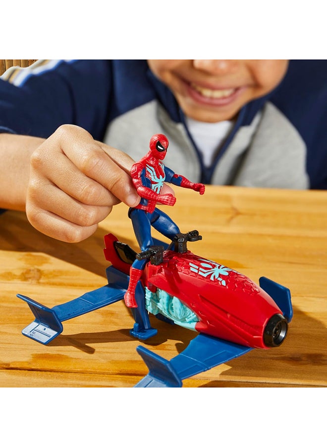 Marvel Epic Hero Series Web Splashers Spider-Man Hydro Jet Blast, 4-Inch Action Figure and Vehicle Playset, Super Hero Toys for Kids 4 and Up