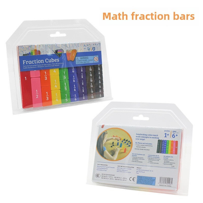 Factory Sales Primary School Teaching Demonstrator Fraction Decimal Percentage Piece Teaching Appliances Add and Subtract Operation Fraction Strip Score mosaic insert 51PCs (boxed)