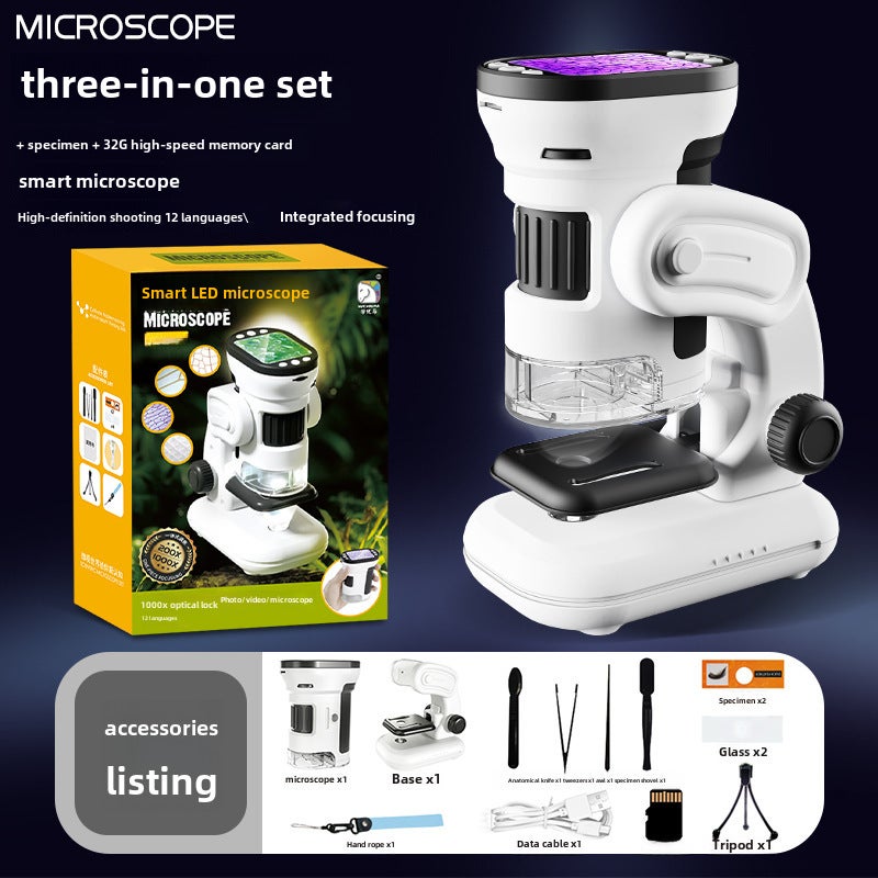 EduSmart Digital Microscope HD Display Kids Science Toy 3-in -1 version memory card