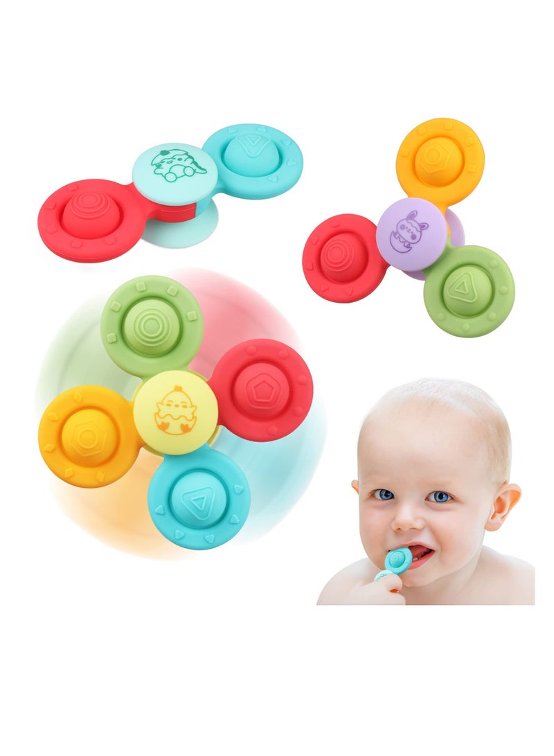 3 Pack Baby Suction Cup Bath Toys - Ideal Toddler Gifts for 6-18 Months Boys & Girls, Engaging Travel Toys for Bath & Window Fun (Style D)