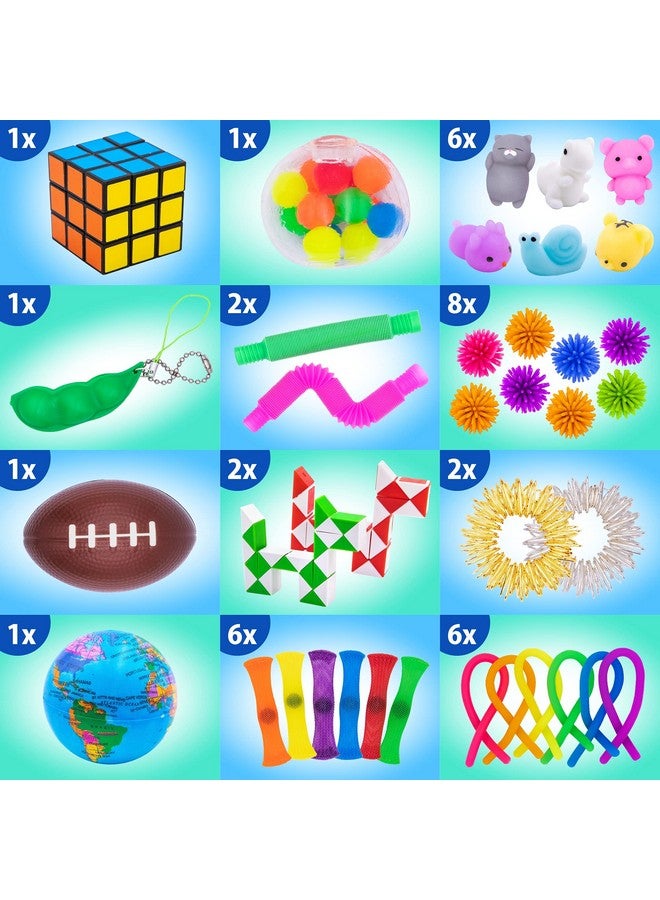 50 Pcs Fidget Toys Pack - Kids Stocking Stuffers Gifts For Kids, Party Favors Autism Autistic Children - Adults Stress Relief Sensory Toy - Adhd Toys Bulk For Classroom Treasure Box Prizes - Pop Its