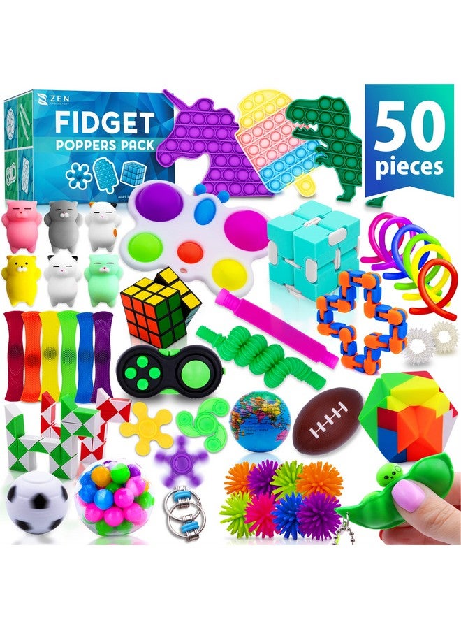 50 Pcs Fidget Toys Pack - Kids Stocking Stuffers Gifts For Kids, Party Favors Autism Autistic Children - Adults Stress Relief Sensory Toy - Adhd Toys Bulk For Classroom Treasure Box Prizes - Pop Its