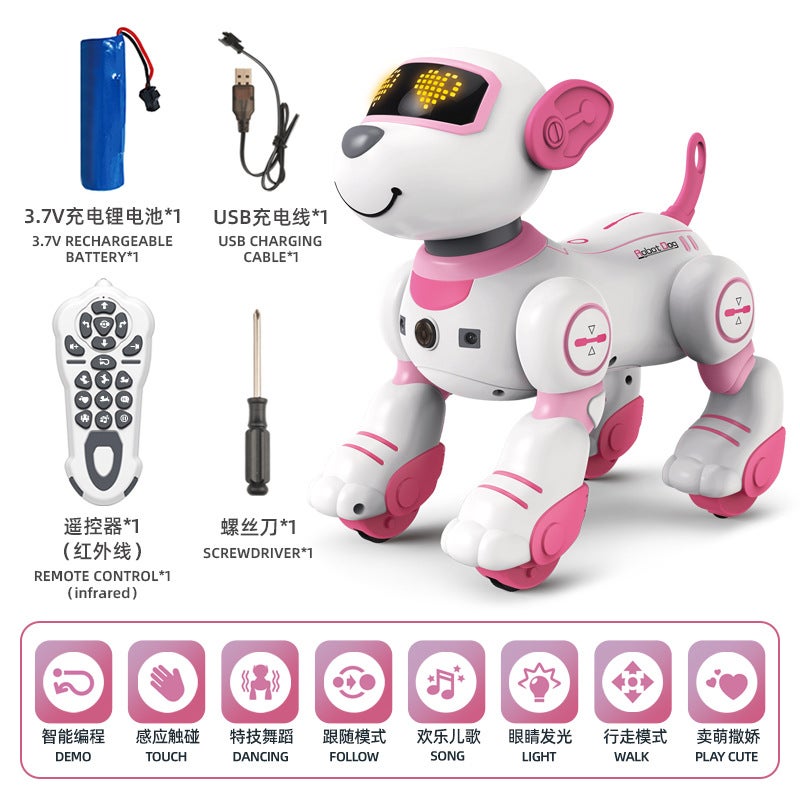 Intelligent RC Dog with Music Dancing Stunts Pink White