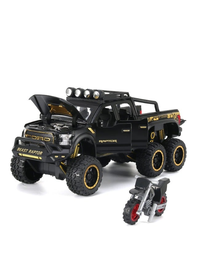 Toy Pickup Trucks for Boys F150 Raptor DieCast Metal Model Car with Sound and Light for kids age 3 year and up BLACK