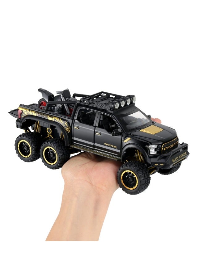 Toy Pickup Trucks for Boys F150 Raptor DieCast Metal Model Car with Sound and Light for kids age 3 year and up BLACK