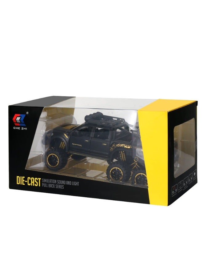 Toy Pickup Trucks for Boys F150 Raptor DieCast Metal Model Car with Sound and Light for kids age 3 year and up BLACK