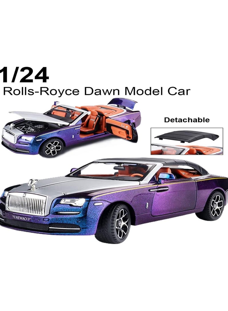 1/24 Purple New Version - Exquisite Car Model Rolls-Royce Dawn Model Car, Zinc Alloy Pull Back Toy Car, With Sound And Light, Is A Great Gift For Adults And Children.