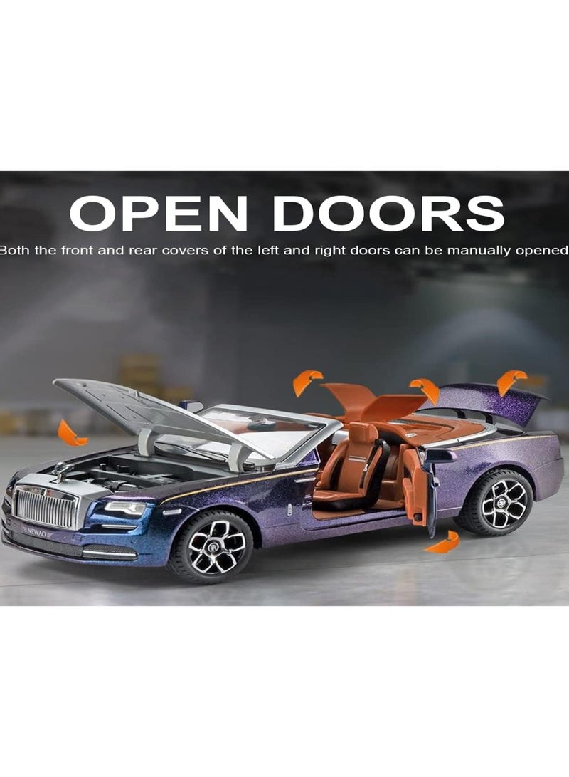 1/24 Purple New Version - Exquisite Car Model Rolls-Royce Dawn Model Car, Zinc Alloy Pull Back Toy Car, With Sound And Light, Is A Great Gift For Adults And Children.