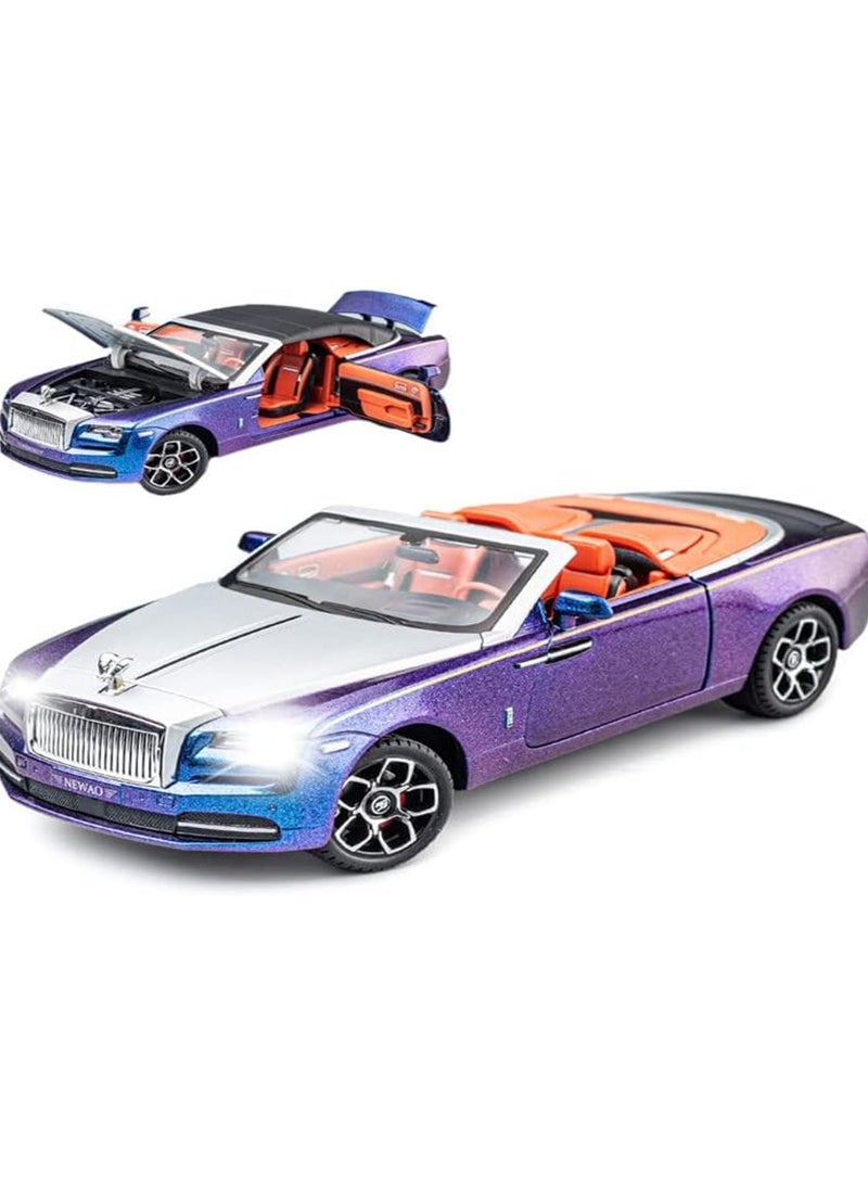 1/24 Purple New Version - Exquisite Car Model Rolls-Royce Dawn Model Car, Zinc Alloy Pull Back Toy Car, With Sound And Light, Is A Great Gift For Adults And Children.