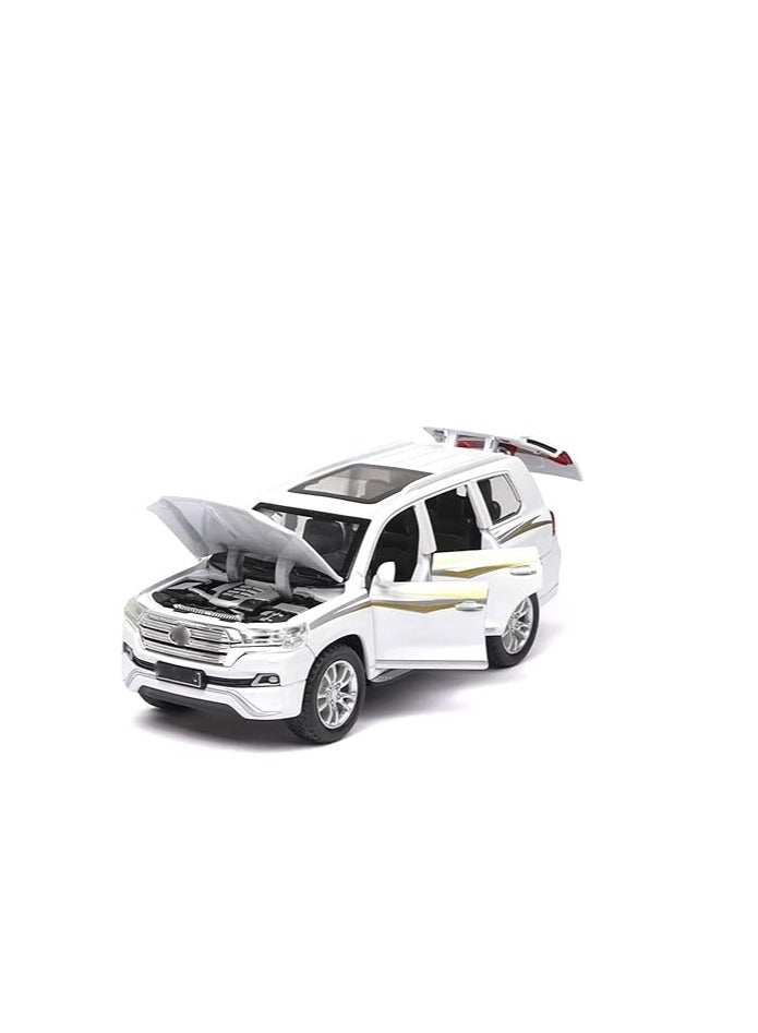 YALLABUYIT Diecast Car 1/32 For Toyota For Land-Cruiser Simulation Die Cast Sound And Light Pull Back Alloy Cars Model Boy Toys Gift (Color : White)