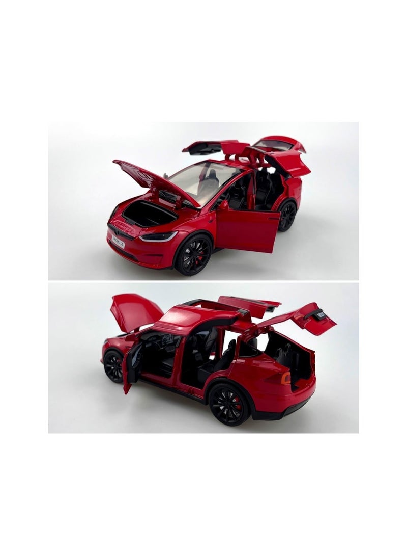 1:24 Red Car Model X Gull Wing Doors Children Diecast Toy Car, Pull Back Alloy Car With Light And Music, Gift For Boys And Girls