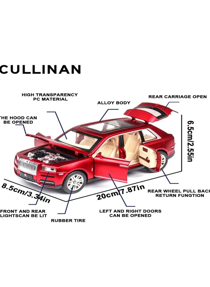 1/24 Red - Cullinan Exquisite Car Model Rolls-Royce Cullinan Model Car, Zinc Alloy Pull Back Toy Car With Sound And Light, Suitable For Kids Boys Girls Gift.