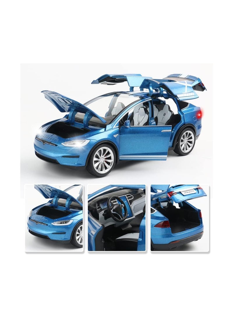 1:24 Model X - Blue Model Alloy Car Kids Diecast Toy Car, Pull Back Alloy Car With Light And Music, Great Gift For Boys And Girls.