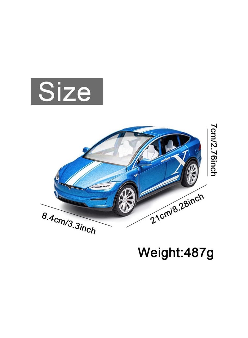 1:24 Model X - Blue Model Alloy Car Kids Diecast Toy Car, Pull Back Alloy Car With Light And Music, Great Gift For Boys And Girls.