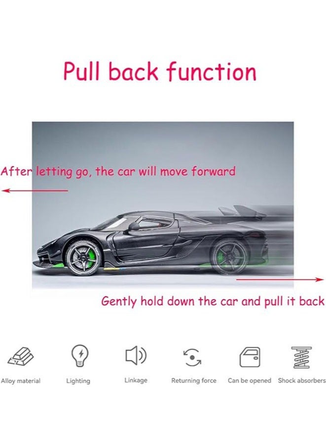 1:24 Koenigsegg Jesko Supercar Alloy Diecast Car Model Sound and Light Pull Back Children's Toy Collectibles Birthday Gift