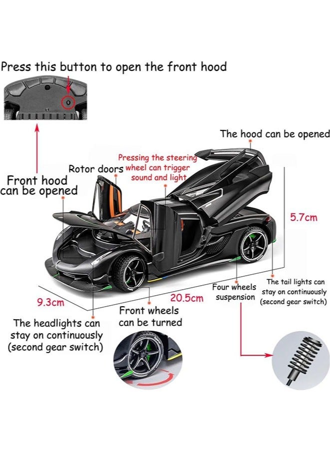 1:24 Koenigsegg Jesko Supercar Alloy Diecast Car Model Sound and Light Pull Back Children's Toy Collectibles Birthday Gift