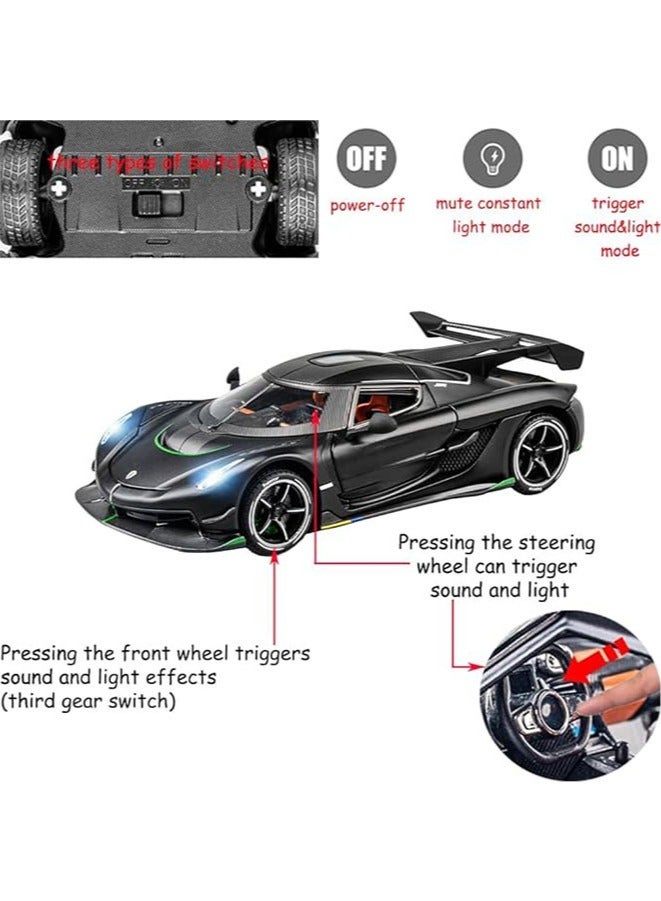 1:24 Koenigsegg Jesko Supercar Alloy Diecast Car Model Sound and Light Pull Back Children's Toy Collectibles Birthday Gift