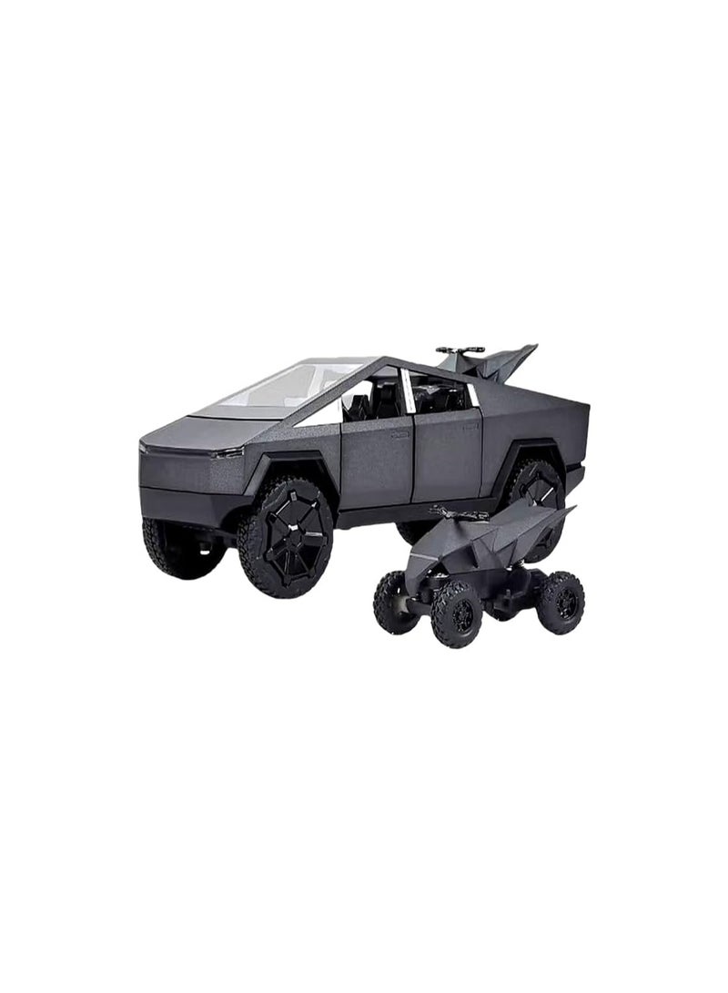 1:24 Pickup Gray Pickup Truck Off-Road Alloy Car Model Toy With Sound And Light Function, Suitable For Adults And Children As Toy Gifts, Collections, Decorations.