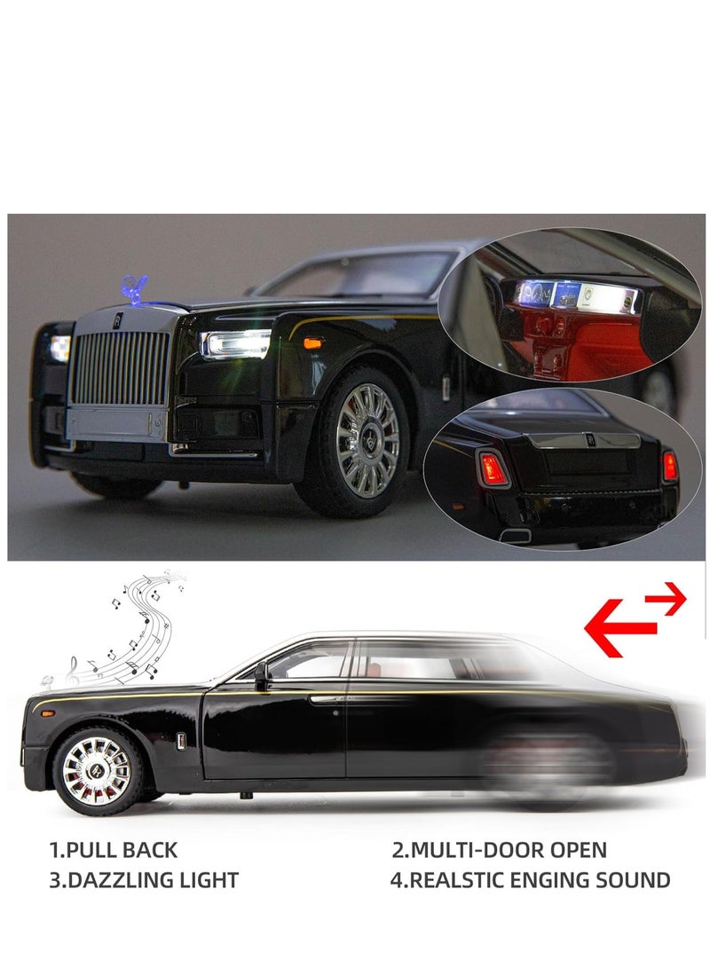 1/18 Scale Rolls-Royce Phantom Diecast Car with Sound and Light Features, Perfect Gift for Kids and Car Collectors