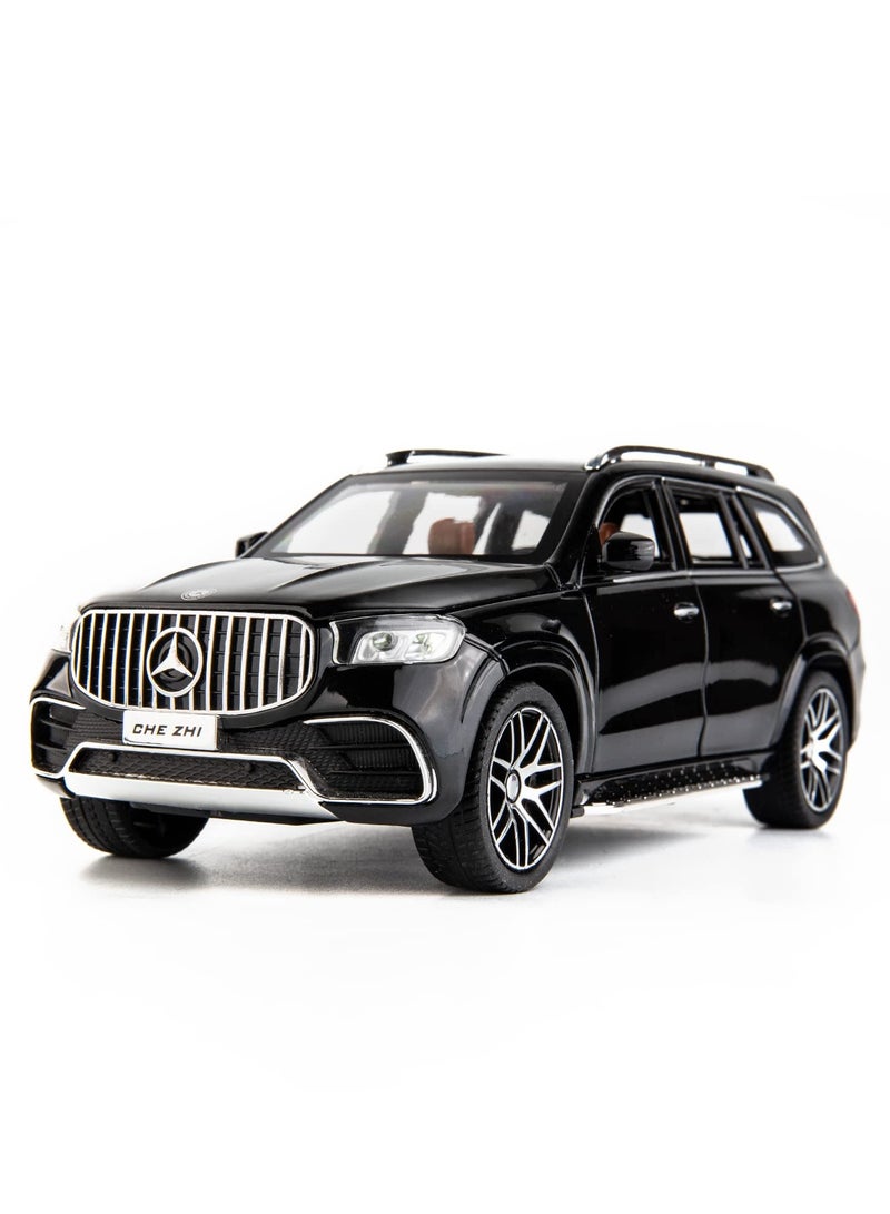 Diecast Car Model Benz GLS63 AMG 1/24 Alloy Collectible Pull Back Toy Car with Light and Sound Toy Vehicle for Adult Boys Gift