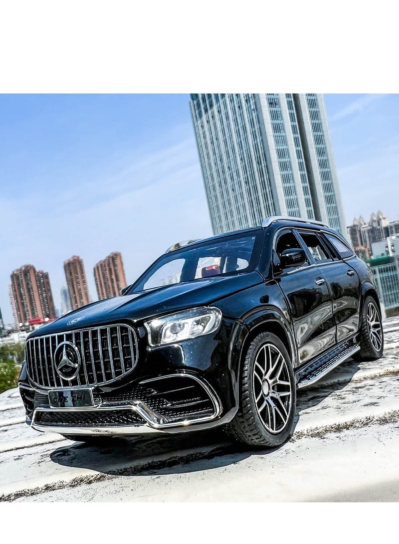 Diecast Car Model Benz GLS63 AMG 1/24 Alloy Collectible Pull Back Toy Car with Light and Sound Toy Vehicle for Adult Boys Gift