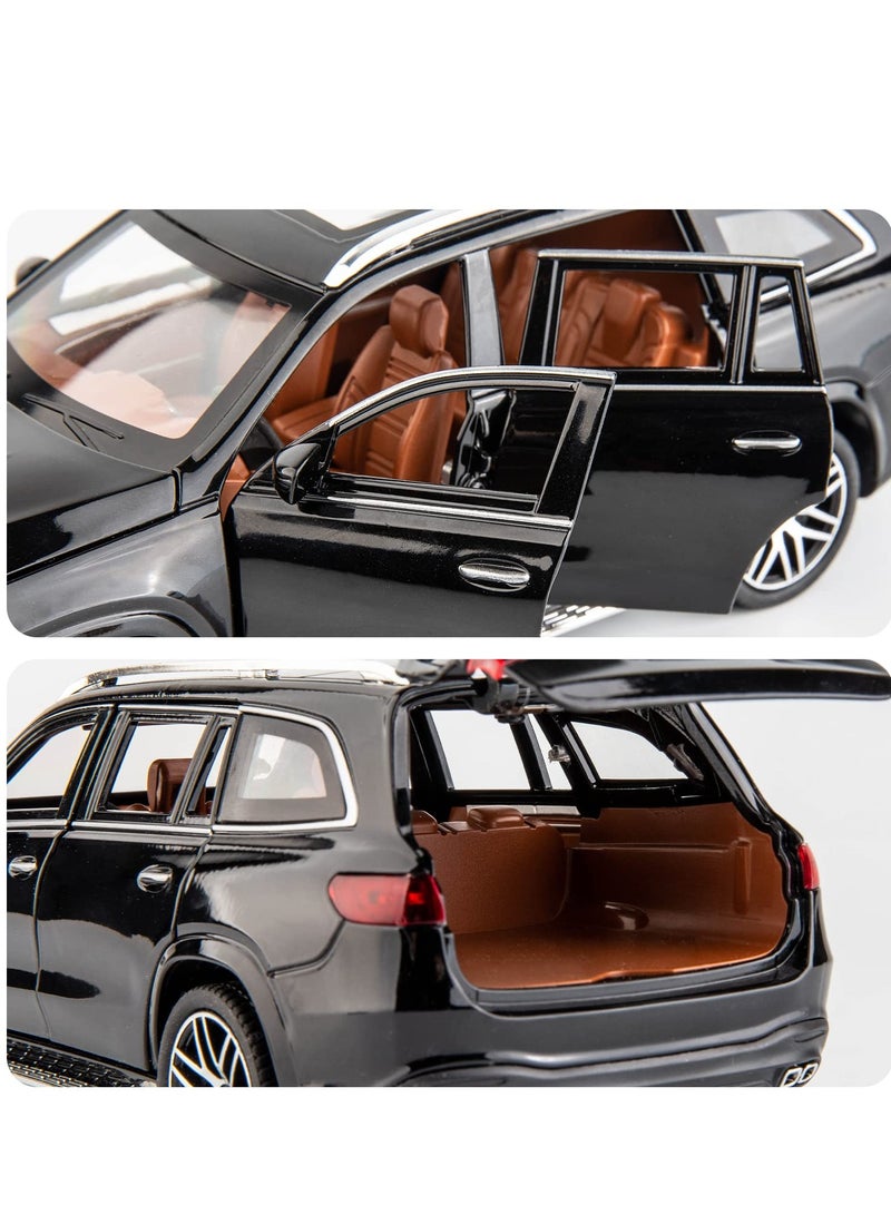 Diecast Car Model Benz GLS63 AMG 1/24 Alloy Collectible Pull Back Toy Car with Light and Sound Toy Vehicle for Adult Boys Gift