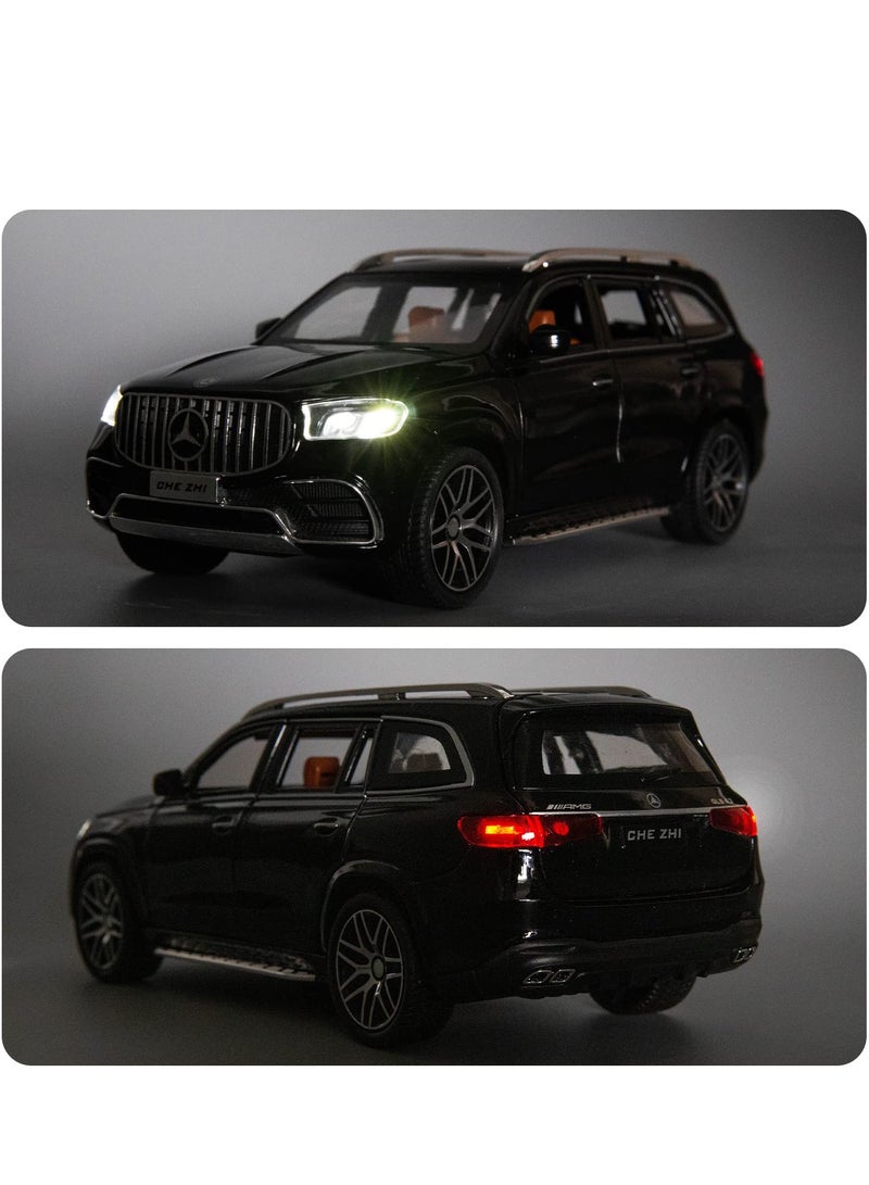 Diecast Car Model Benz GLS63 AMG 1/24 Alloy Collectible Pull Back Toy Car with Light and Sound Toy Vehicle for Adult Boys Gift