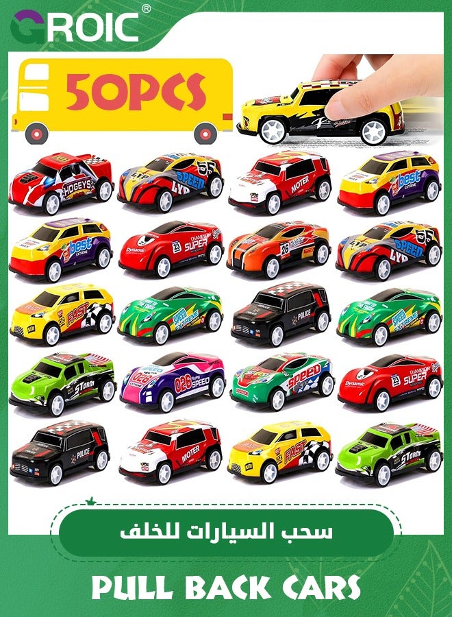 50 Pack Pull Back Toy Cars with Storage Box, Back to Force Toy Cars, Alloy Cast Mini Die-Cast Race Cars Vehicles Bulk, Party Favor Race Cars Toys, Best Gifts for Toddlers