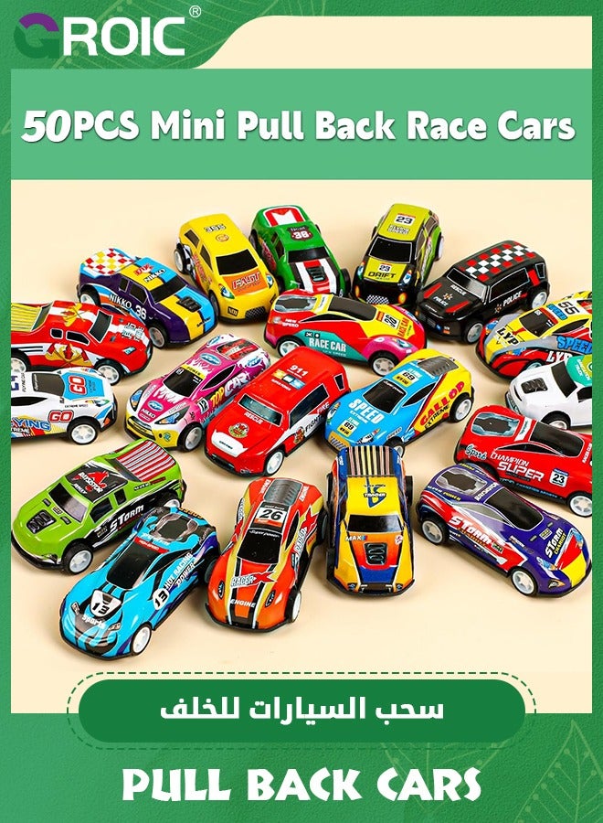 50 Pack Pull Back Toy Cars with Storage Box, Back to Force Toy Cars, Alloy Cast Mini Die-Cast Race Cars Vehicles Bulk, Party Favor Race Cars Toys, Best Gifts for Toddlers