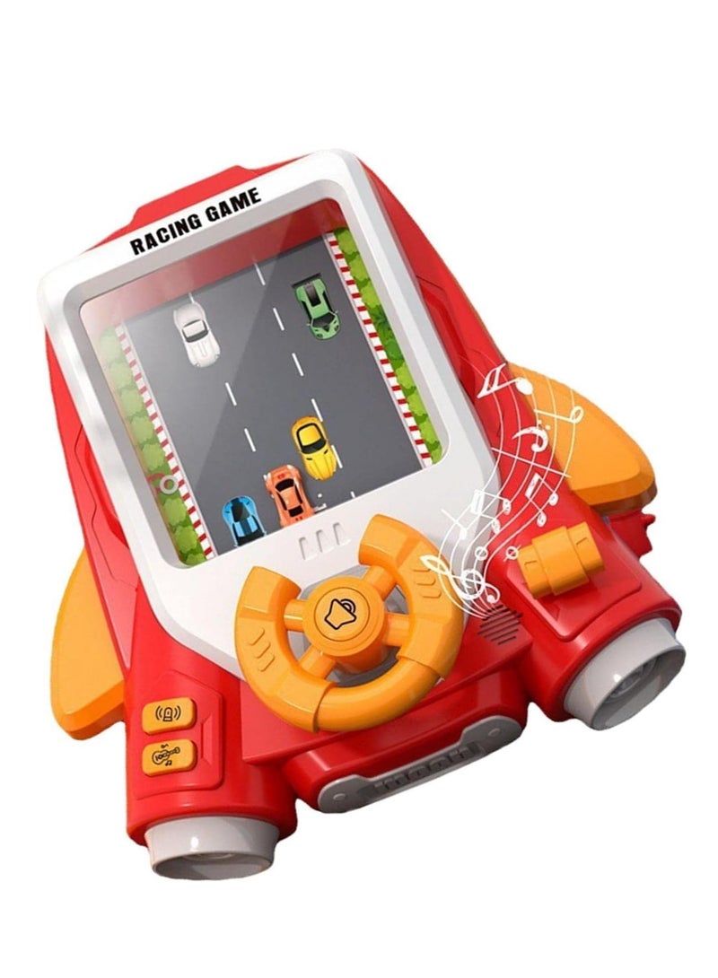 UKR Simulation Steering Wheel Racing Toy - Driving Obstacle Avoidance Game with 11 Challenges & Musical Songs for Kids Age 3+ (Red)