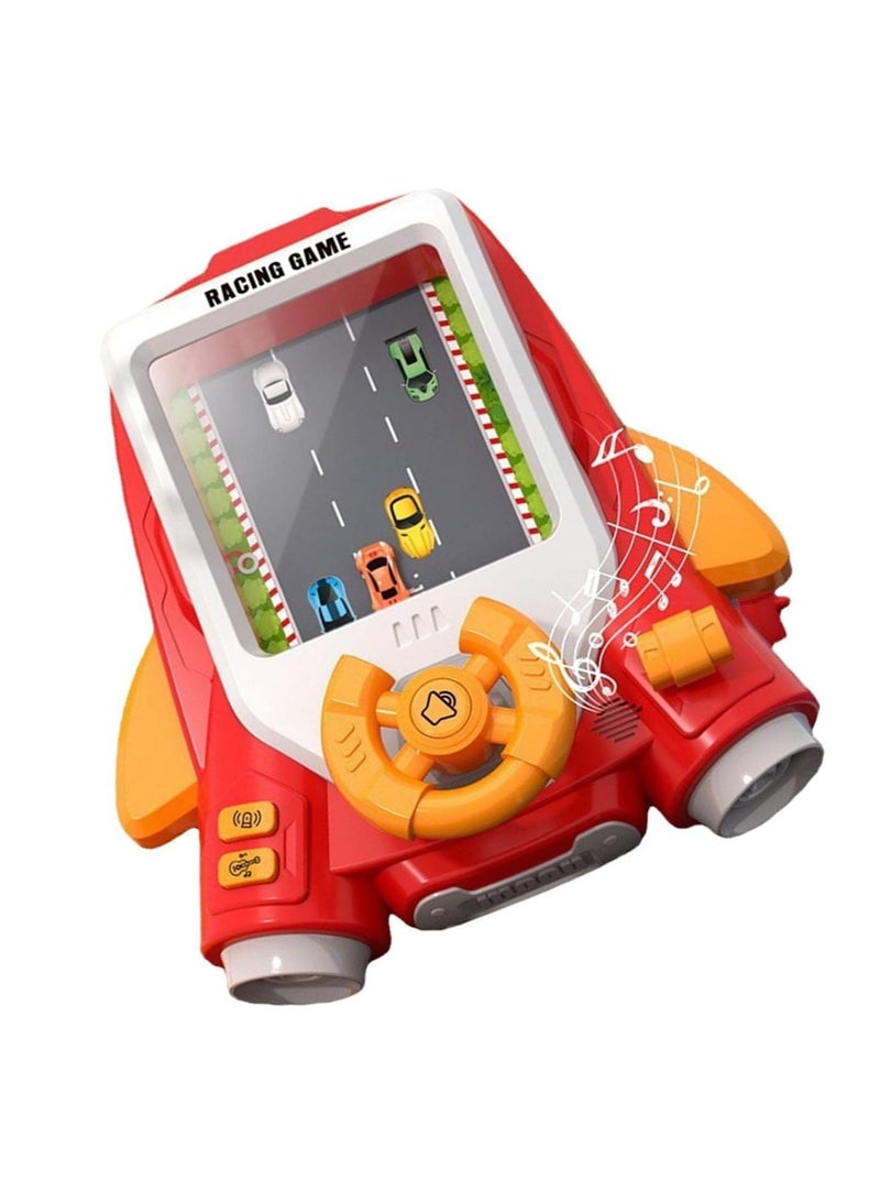 UKR Simulation Steering Wheel Racing Toy - Driving Obstacle Avoidance Game with 11 Challenges & Musical Songs for Kids Age 3+ (Red)