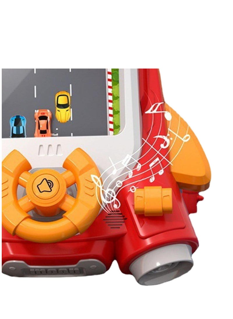 UKR Simulation Steering Wheel Racing Toy - Driving Obstacle Avoidance Game with 11 Challenges & Musical Songs for Kids Age 3+ (Red)