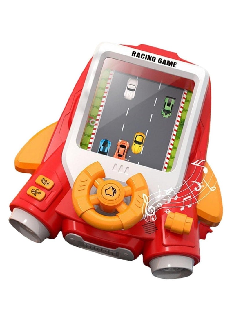 UKR Simulation Steering Wheel Racing Toy - Driving Obstacle Avoidance Game with 11 Challenges & Musical Songs for Kids Age 3+ (Red)