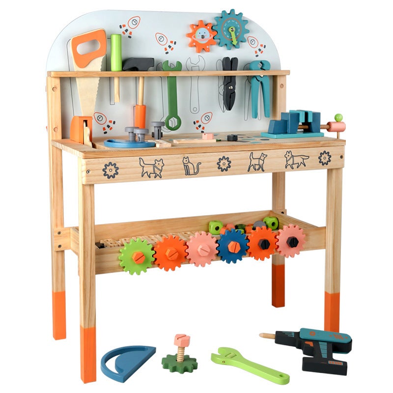 Kids Wooden Multi-Tool Pretend Playset OJR-Planet Large Tool Desk