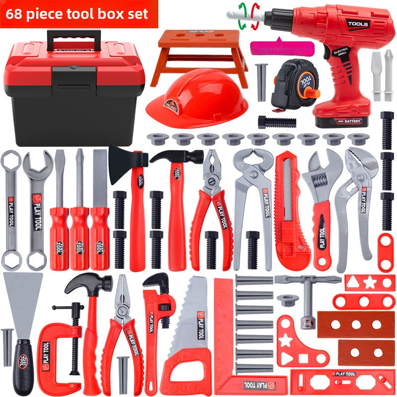 Kids Toy Tool Box Play Set [Toolbox] tool set of 68 (electric hand drill)